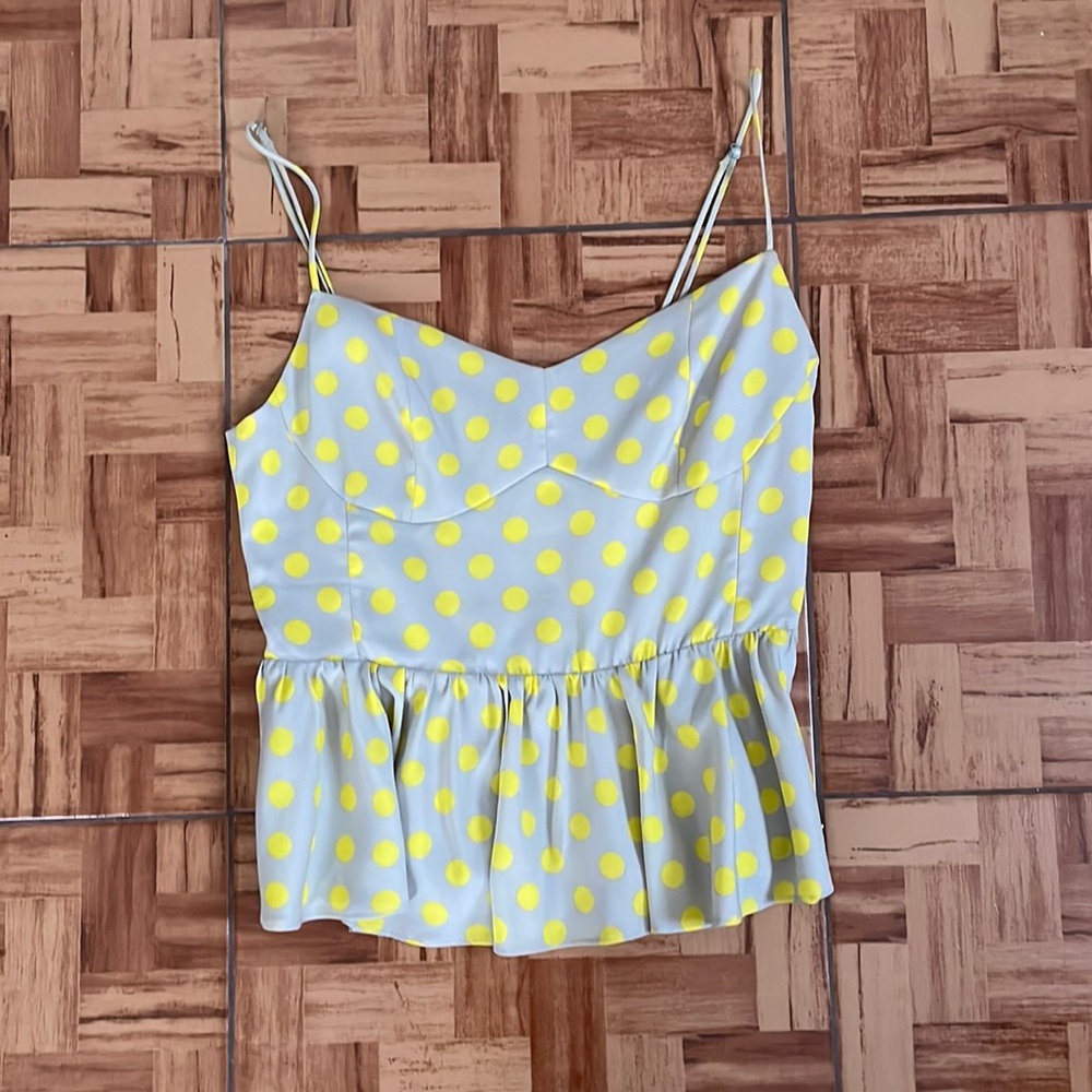 Zara Grey and Yellow Polka Dot Cami Top Size M
